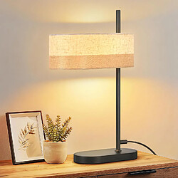 Nettlife Lampe de Table Vintage Noire E14, Tissu, Rustique Rétro pour Salon Chambre Bureau (Sans Ampoule)