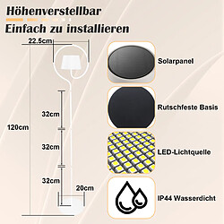 Lampadaire solaire d'extérieur NETTLIFE 120 cm à intensité variable : lampadaire LED pour salon avec batterie rechargeable USB-C, blanc, sans fil