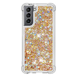 Avis Samsung Galaxy S21 5G de Étui Pour de téléphone TPU protecteur Sables mouvants Antichoc Liquide clair qui s' Paillettes scintillant mignon Jaune