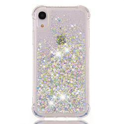 IPhone XR de Étui Pour de téléphone Antichoc Liquide clair qui s'adule TPU protecteur Paillettes scintillant mignon Sables mouvants Argent