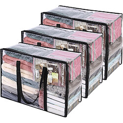 Vendos85 Lot de 3 sacs de rangement sous lit - Transparent