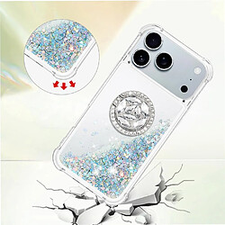 Étui Pour de téléphone iphone 17 Pro Max avec beu d'anneau Bague Bague Protection antichoc Débit de sable mousseux Argent
