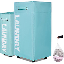 Vendos85 Panier à linge pliable - Bleu clair