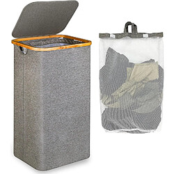 Vendos85 Panier à linge pliable avec couvercle - Gris