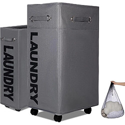 Vendos85 Panier à linge à roulettes - Gris