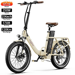 Vélo électrique Pliable Onesport OT16 20" 48V 17AH Beige