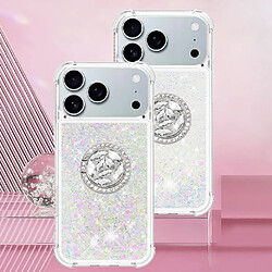 Étui Pour de téléphone iphone 17 Pro Max avec beu d'anneau Bague Bague Protection antichoc Débit de sable mousseux Blanc