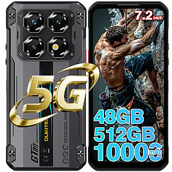 OUKITEL WP60 5G Smartphone Incassable 7,2" Android 15 - 48Go+512Go 10000mAh/33W 120Hz - Noir