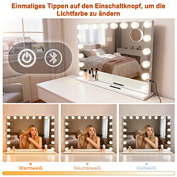 Avis ZMH Miroir De Maquillage Éclairé 60x80cm Avec 3 Modes De Lumière Musique Et Intensité Réglable