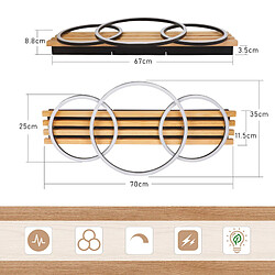 NETTLIFE Plafonnier led en intensité variable : 70 cm, lampe de salon, 46 w, lampe de chambre moderne, éclairage de plafond noir avec télécommande,