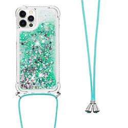 Acheter Compatible avec iPhone 12 PRO MAX cas Paillettes Antichoc à quatre coins Protection de lentille Léger Lanière réglable Vert