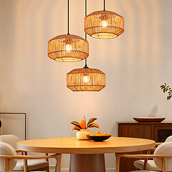 Nettlife Suspension rotin F25 Suspension vintage pour table à manger, 1 lumière, design rétro avec douille E27 (ampoule non incluse)