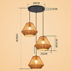 Acheter Nettlife Lampe Suspendue Rétro en Rotin, Plafonnier 3 Lampes E27, Design Bambou Naturel, Luminaire Ajustable pour Salon Salle à Manger