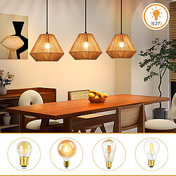 Nettlife Suspension Boho en Rotin pour Table à Manger, Lustre 3 Lumières E27, Hauteur Réglable, Luminaire Suspendu Naturel Salon (Sans Ampoule) pas cher