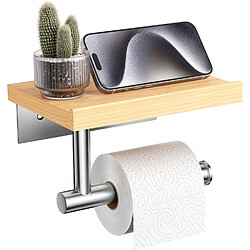 Vendos85 Porte-Papier WC Bois d’Érable & Nickel Brossé