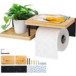 Vendos85 Porte-papier toilette bambou et métal moderne