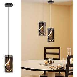 Nettlife Suspension LED vintage pour table à manger - Suspension en verre 1 lumière 8W style rétro, gris fumé, lumière blanc chaud 3000K