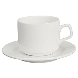 Tasses Empilables Porcelaine Blanche 200 ml - Lot de 6 - Lumina Fine China