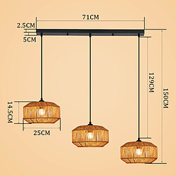 Nettlife Suspension boho 3 lumières - Noir pas cher