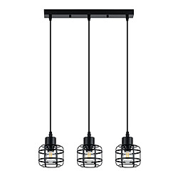 ZMH Suspension 3 Flamme Métal E14 Noir Réglable Hauteur Vintage Sans Ampoule