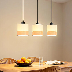 Suspension vintage Nettlife pour salle à manger - Lampe suspendue en tissu à 3 lumières, hauteur réglable, douille E27,blanche (ampoules non incluses)