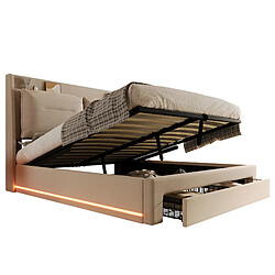 HAUSS SPOLE Lit coffre 160x200 cm Lit capitonné - Beige pas cher