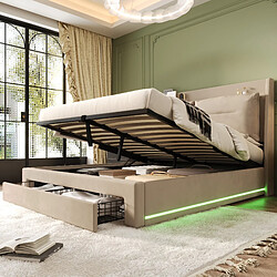 Avis HAUSS SPOLE Lit coffre 160x200 cm Lit capitonné - Beige