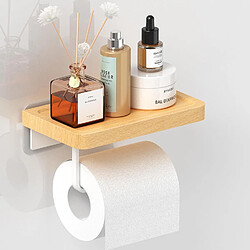 Vendos85 Porte-papier toilette hêtre & noyer avec étagère