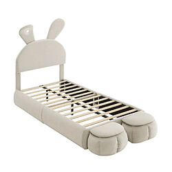 Acheter modfu Lit enfant 90x200 cm avec bandes lumineuses et 2 tabourets, en velours, beige