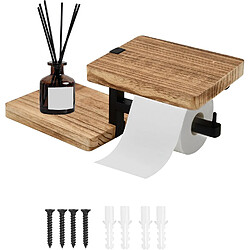 Vendos85 Porte-papier toilette mural en bois rétro avec étagères