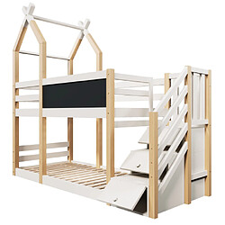 Acheter modfu Lit superposé 90x200 cm avec tableau noir, en bois, blanc