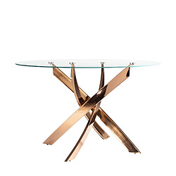 Angel Cerda Table de salle à manger ronde en verre trempé et acier rose
