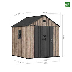 Avis Hoggar – Abri de jardin en résine 5,02 m² Oak O50 – Sol inclus – Fenêtre latérale – Effet bois premium – Double porte large – Protection UV et imperméable – Fermeture avec loquet – Aérateurs
