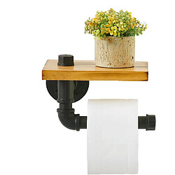 Vendos85 Porte-papier toilette industriel en fer et bois avec étagère