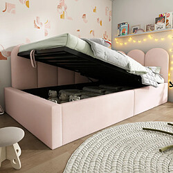 modfu Lit coffre 90x190 cm, en velours, rose