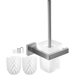 Vendos85 Brosse WC Murale en Acier Inoxydable Brossé avec Verre