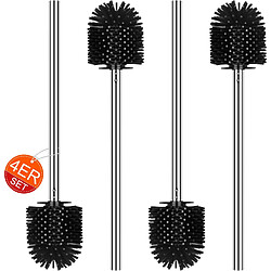 Vendos85 4 Têtes de brosse WC silicone noire avec manche inox
