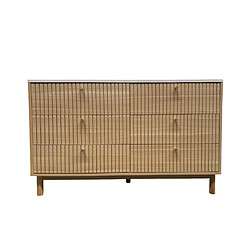 Concept Usine Buffet 6 tiroirs aspect bois rainuré et blanc 120cm BROX