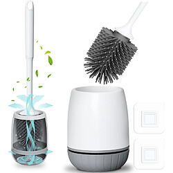 Vendos85 Brosse WC silicone blanche avec support mural et sol