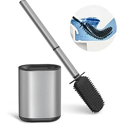 Vendos85 Brosse WC Silicone Grise avec Support Acier Inoxydable