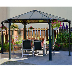 Gazebo tonnelle hexagonale 13.16m² gris anthracite - 702563 - Monaco - PALRAM