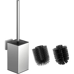 Vendos85 Brosse WC Carrée Argentée avec Double Têtes