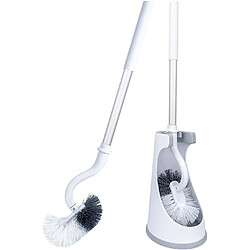 Vendos85 Brosse WC Silicone Argenté/Blanc – Nettoyage Profond et Durable