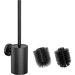 Vendos85 Brosse WC Circulaire Noire avec Double Têtes