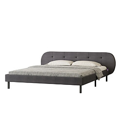 Concept Usine Lit capitonné 140x190cm gris avec tête de lit et sommier TULSA pas cher