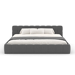 Concept Usine Lit style nuage 140x190cm en velours gris KANSAS pas cher