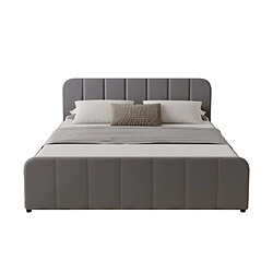 Concept Usine Lit coffre 140x190cm en velours gris TAMPA pas cher