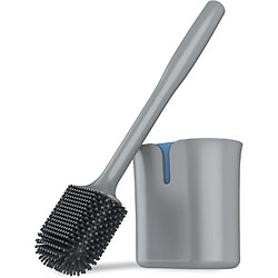 Vendos85 Brosse WC Grise en TPR avec Support et Poignée Longue