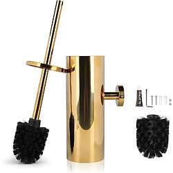 Vendos85 Brosse WC Dorée avec Support et Poignée Amovible 