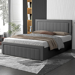 Avis Concept Usine Lit coffre 160x200cm en velours gris NASHVILLE